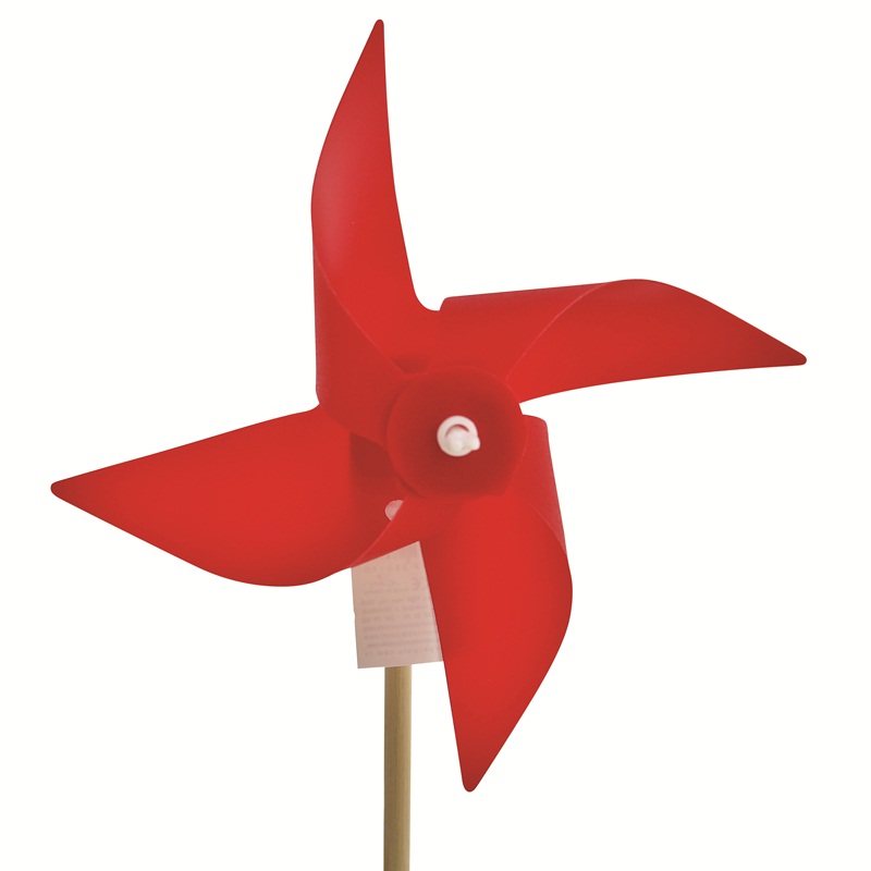 Mini Ahşap Saplı Plastik Rüzgar Gülü 10 CM ÇAP